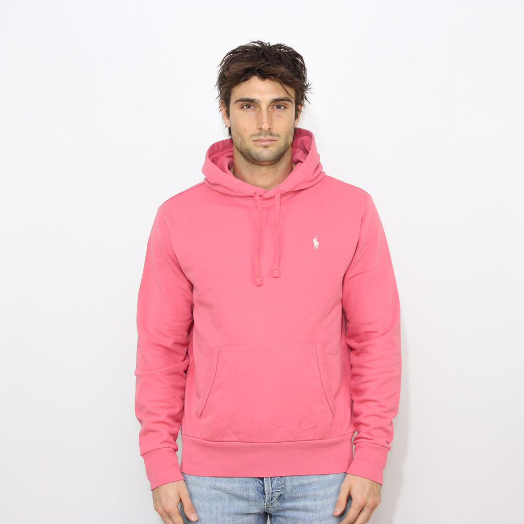 Felpa con cappuccio in cotone loopback red sunset