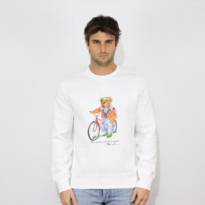 Felpa girocollo Polo Bear con bici bianco