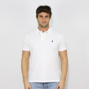 Polo in piquet custom slim bianco