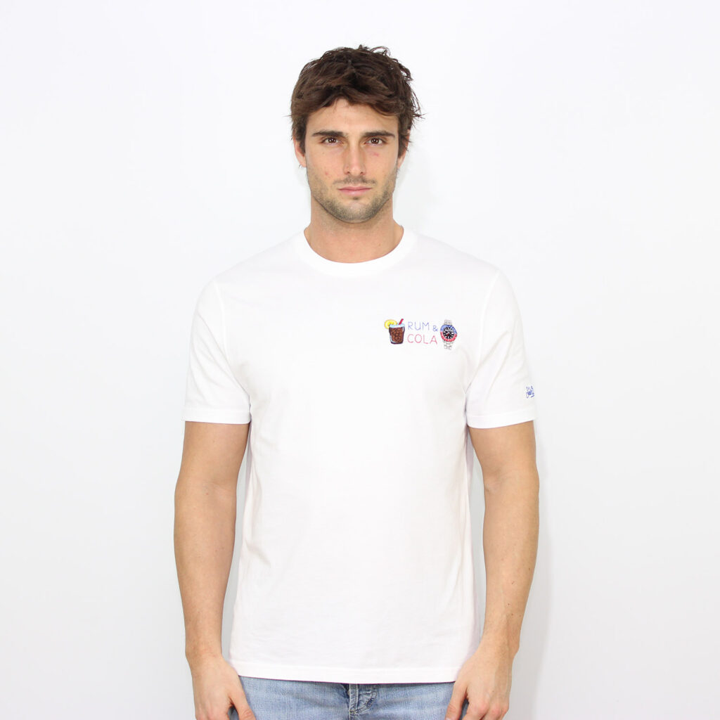 T-shirt ricamata rum e Cola bianco