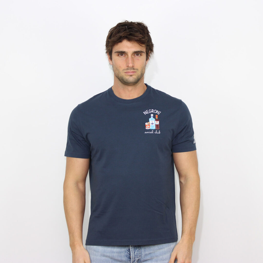 T-shirt ricamata social negroni blu