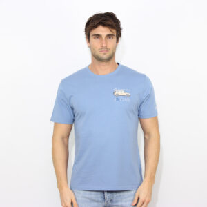 T-shirt ricamata need Gin Glass avio chiaro
