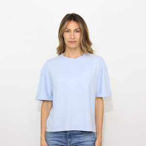T-shirt girocollo in ice cotton celeste