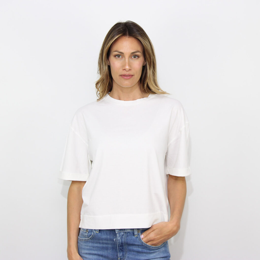 T-shirt girocollo in ice cotton bianco