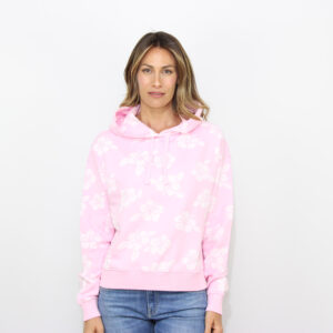 Felpa Mindy con cappuccio stampa hibiscus rosa