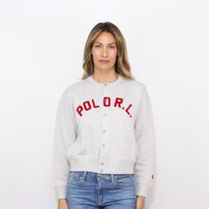 Cardigan in felpa con logo vintage light smoke heather