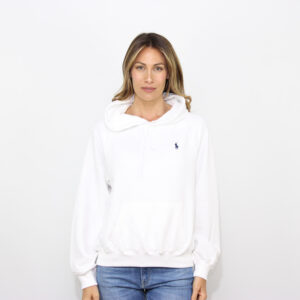 Felpa con cappuccio in cotone leggero bianco