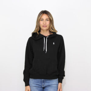 Felpa con cappuccio in cotone leggero nero