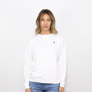 Felpa girocollo in cotone leggero bianco