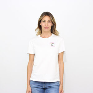 T-shirt Emilie ricamo e strass sotto il sole bianca