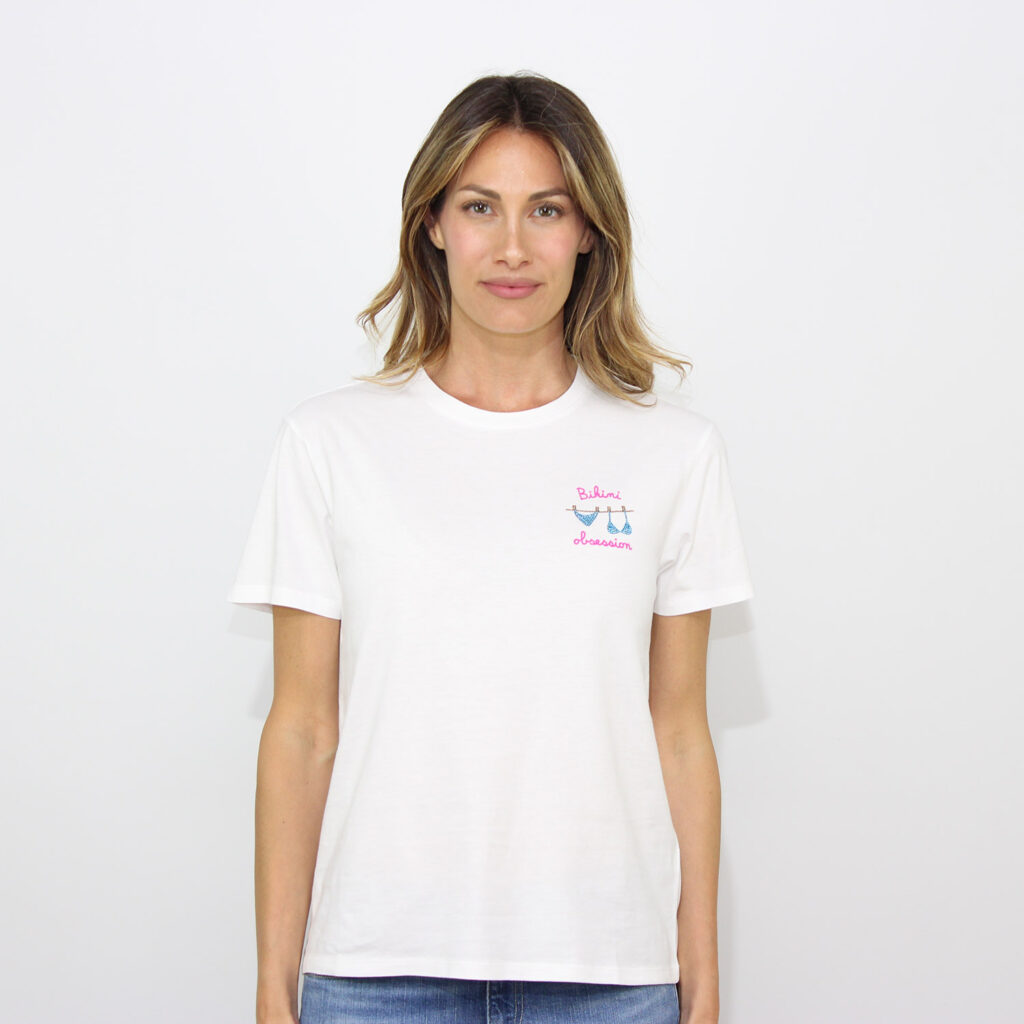 T-shirt Emilie ricamo e strass Bikini obsession bianca