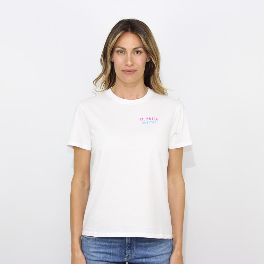 T-shirt Emilie ricamo fronte e retro St. Barth bianca