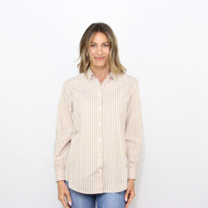 Camicia Brigitte a righe con ricamo beach club beige