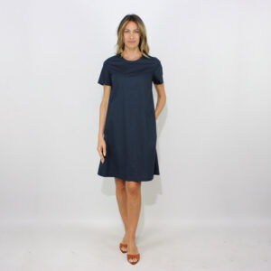 Abito midi in popeline stretch blu