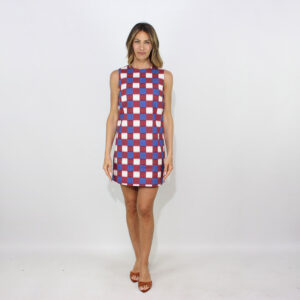 Abito corto check multicolor rosa