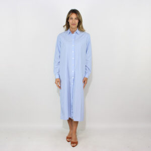 Chemisier Adeline a righe con ricamo Saint Barth azzurro