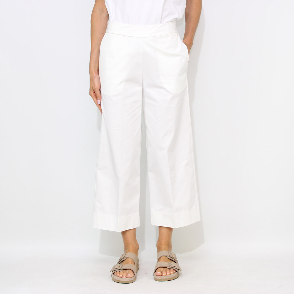 Pantalone garçonne vita mezzo elastico bianco
