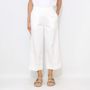 Pantalone garçonne vita mezzo elastico bianco