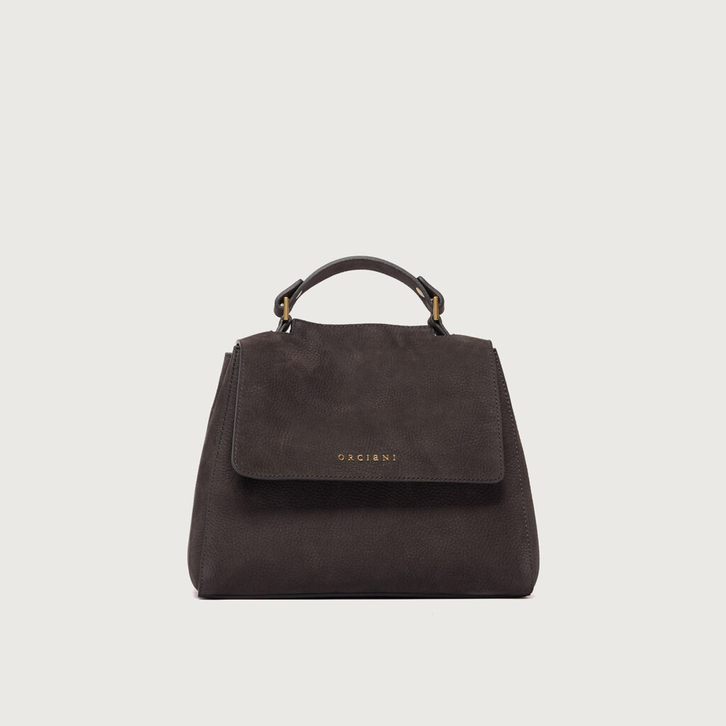 Borsa Sveva Nabucco piccola in pelle nabuk con tracolla carbone