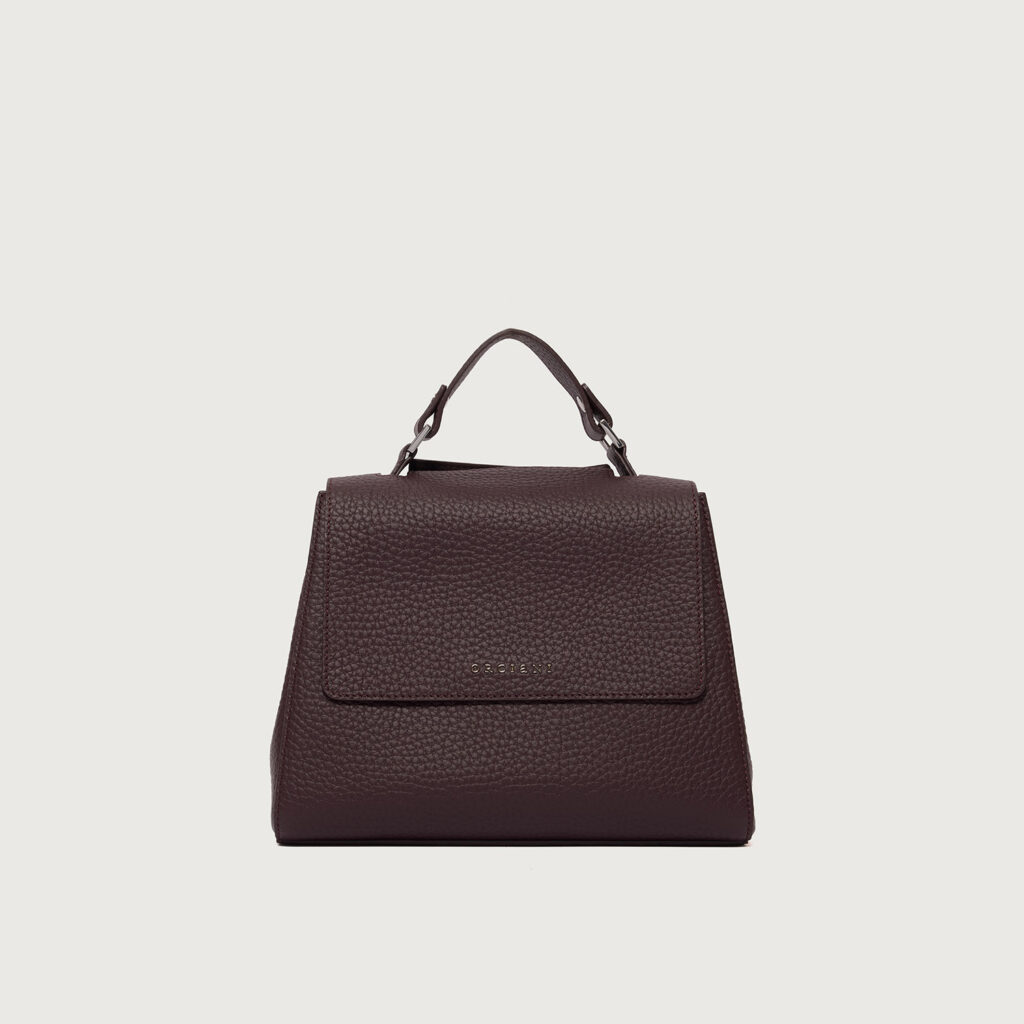 Borsa Sveva soft piccola in pelle con tracolla burgundy