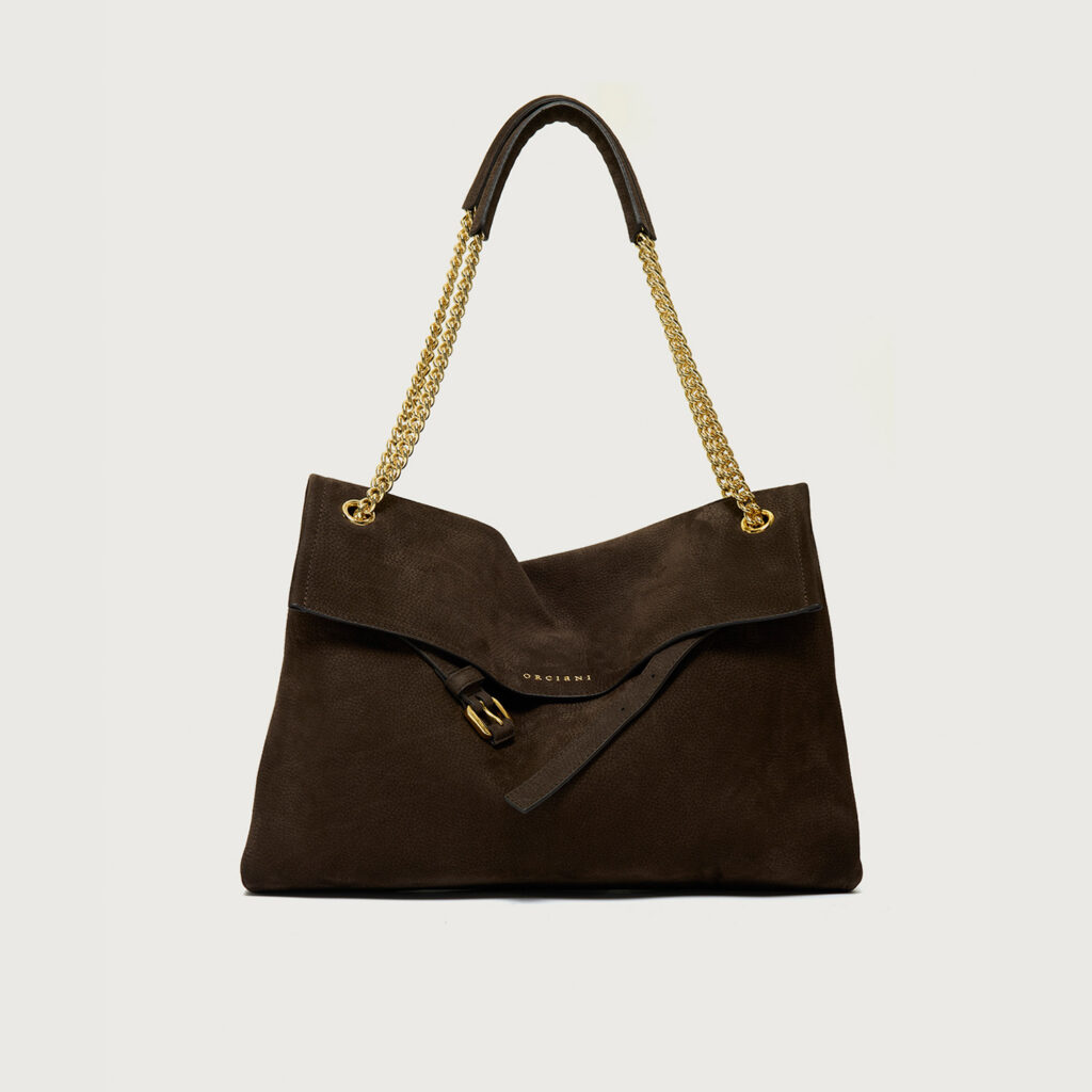Borsa Venus Nabucco midi in pelle nabuk testa di moro