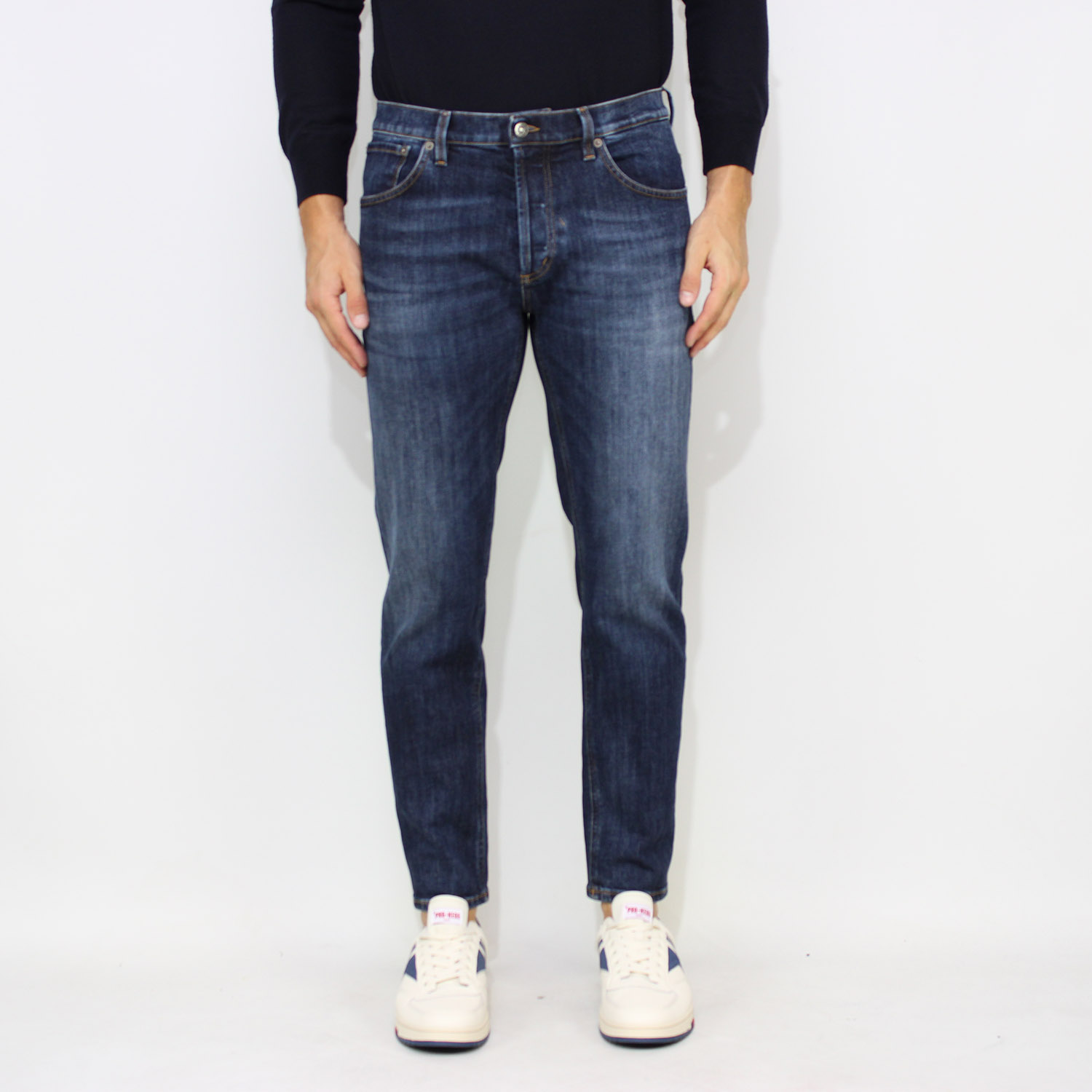 Jeans Brighton carrot stretch lavaggio scuro pulito