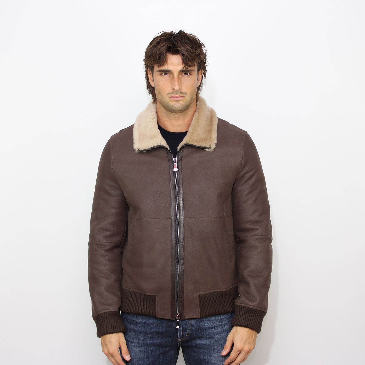 Bomber in montone cappuccino.