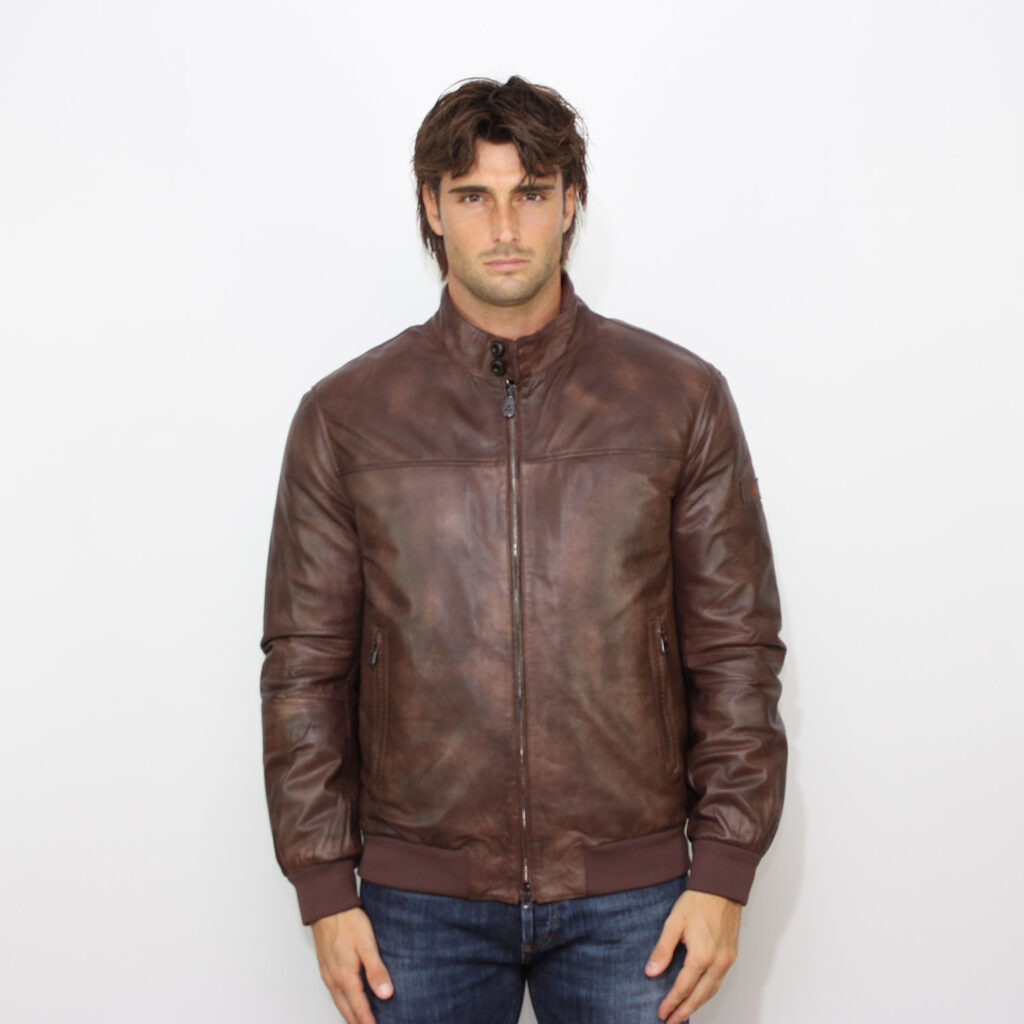 Bomber Fionia TT in pelle vintage imbottitura piuma chicory coffee