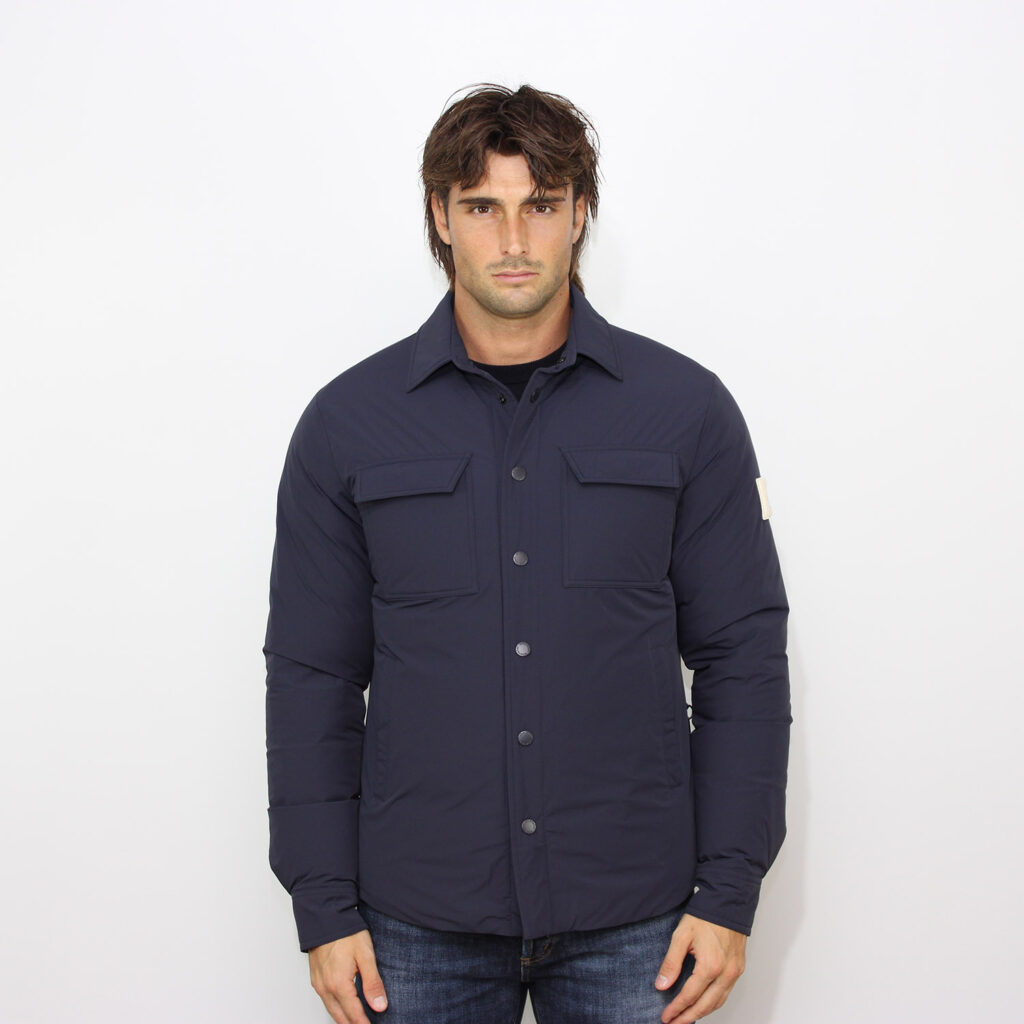 Overshirt piumino Belluno in nylon stretch opaco blu