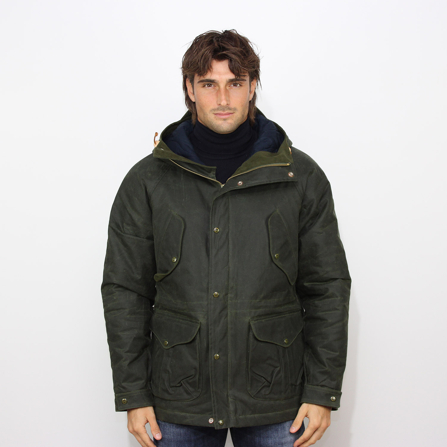 Fisherman parka wax dark green