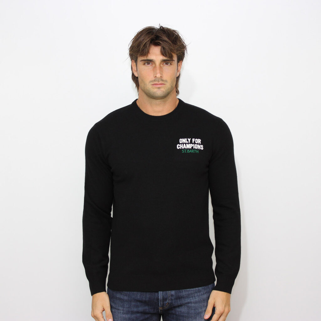 Maglia jacquard e ricamo only for Champions nero