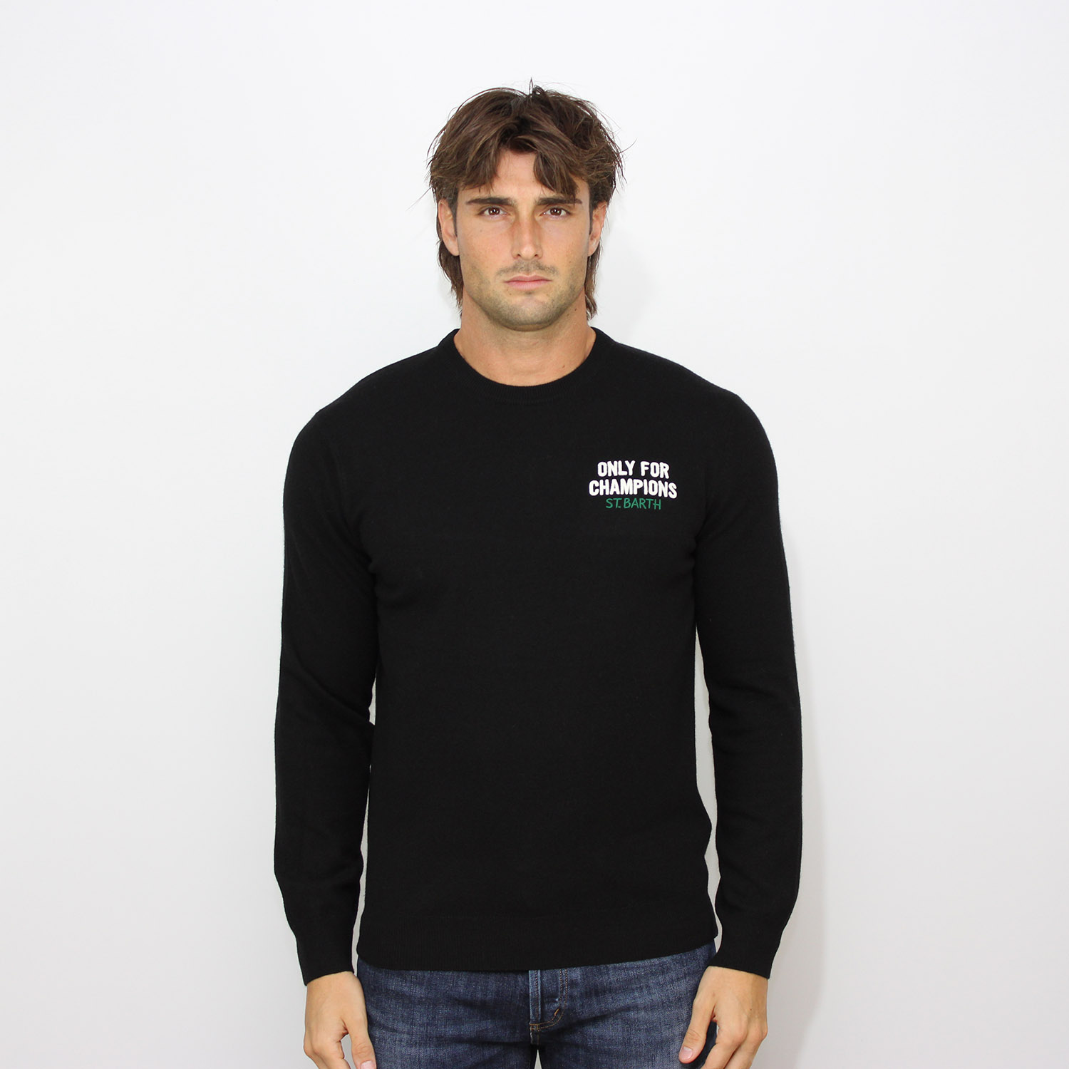 Maglia jacquard e ricamo only for Champions nero