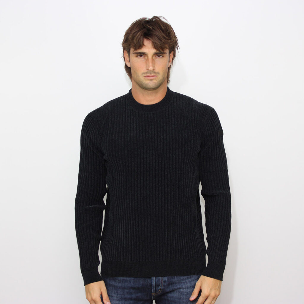 Maglia velvet rave round knit blue black