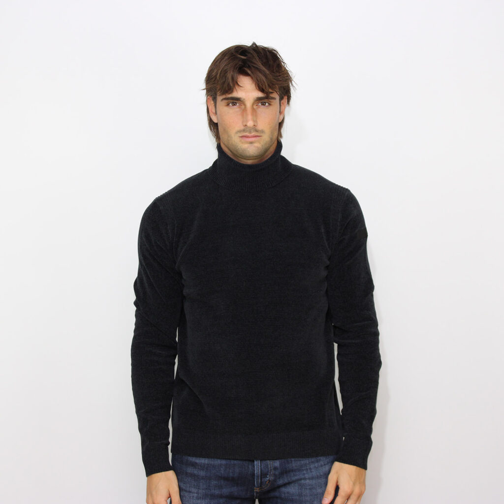 Dolcevita velvet turtleneck knit blue black