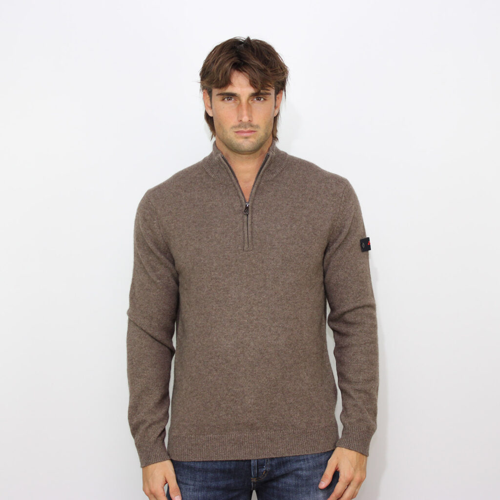 Maglia mezza zip lana e yak tortora