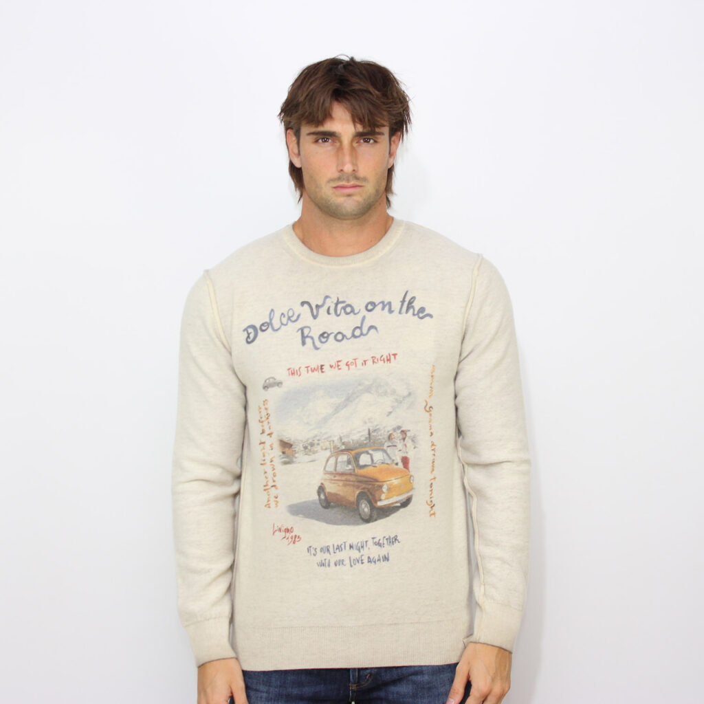 Maglia girocollo reversibile stampa auto yuta