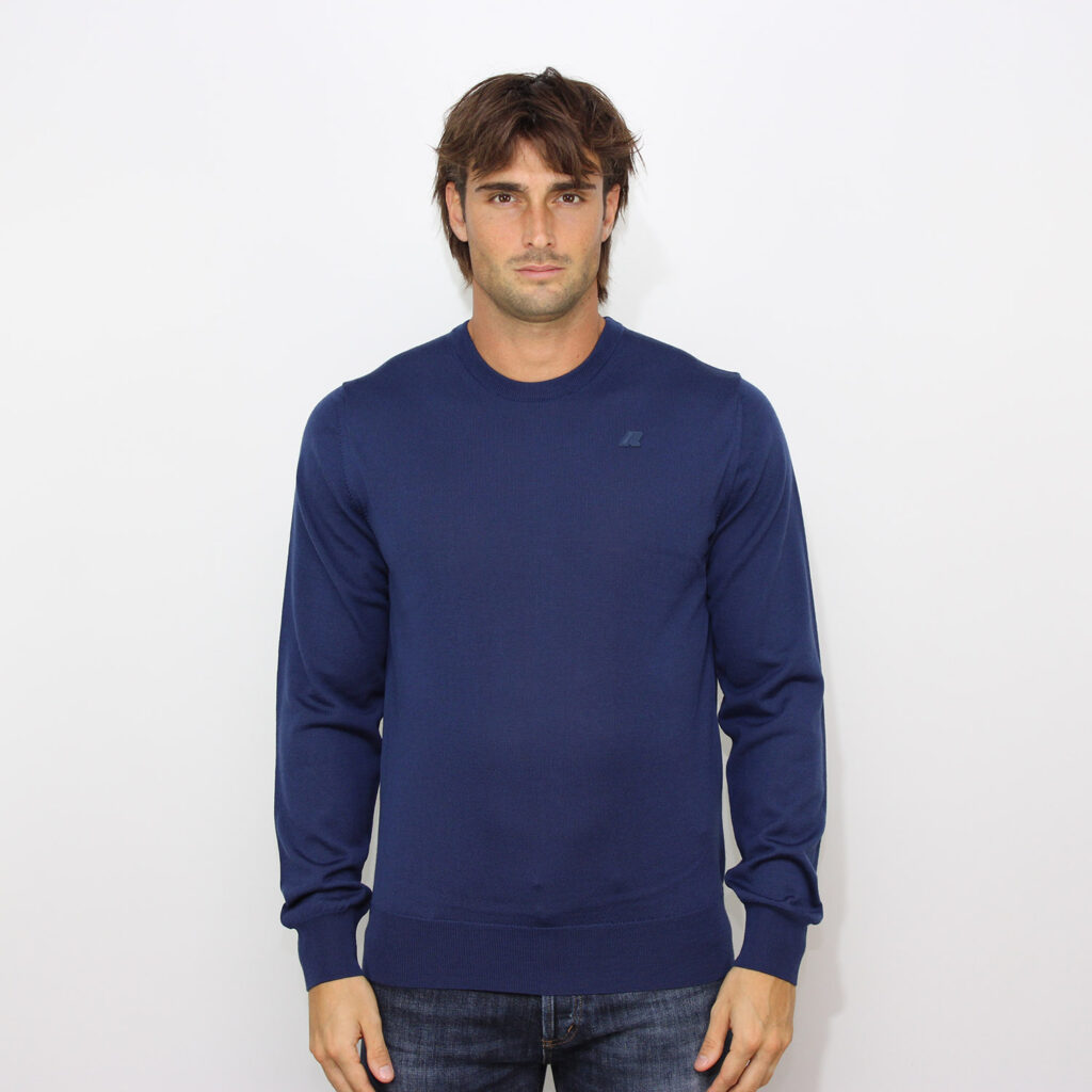 Maglia girocollo Sebastien merino blue medieval