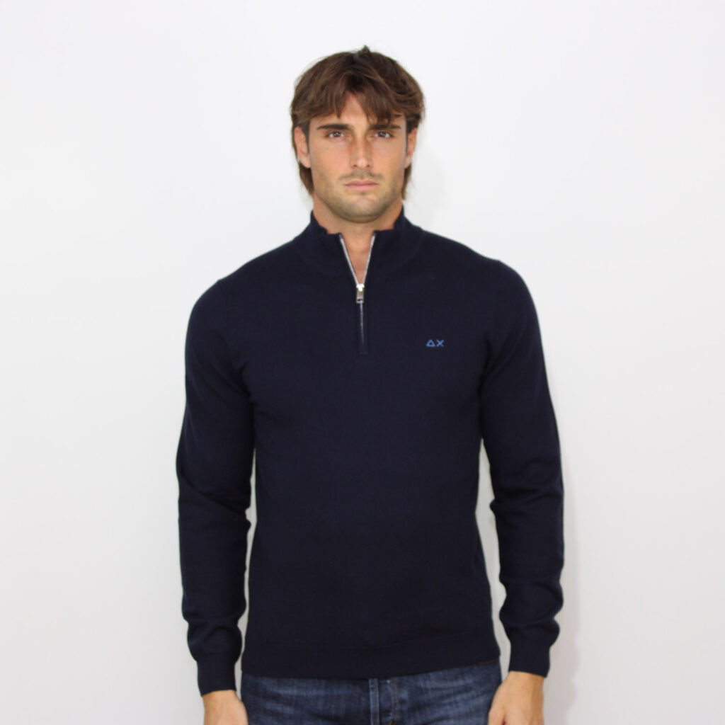Maglia mezza zip blu navy
