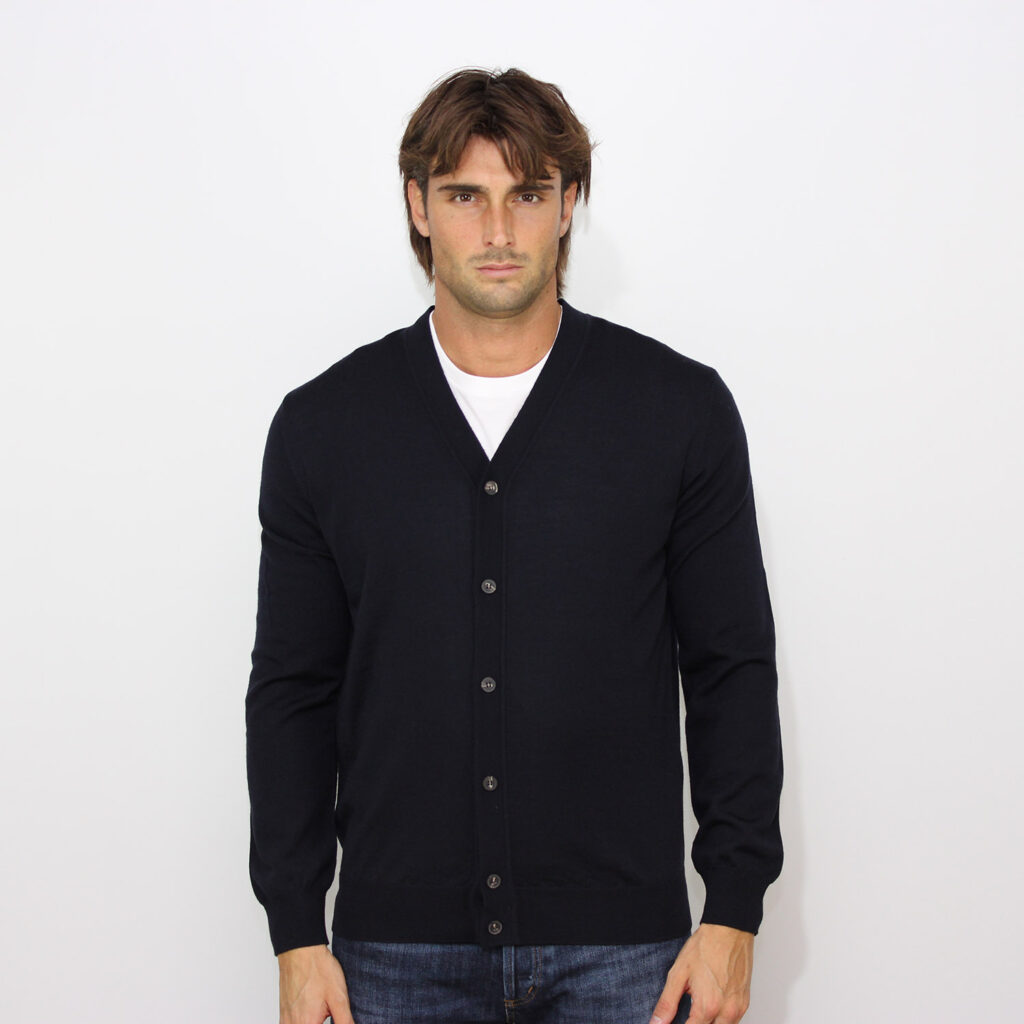 Cardigan V blu navy