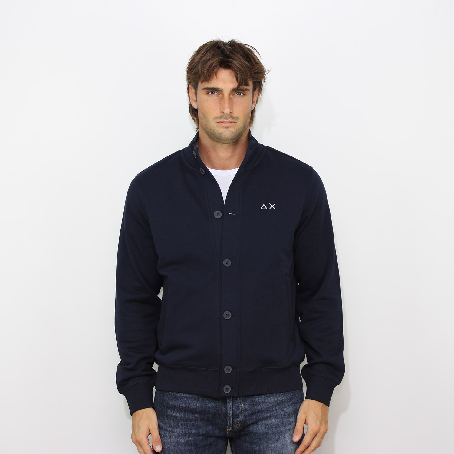 Cardigan in felpa blu navy