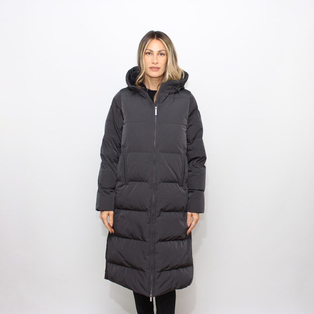 Piumino Dina shiny nylon fur black greyish