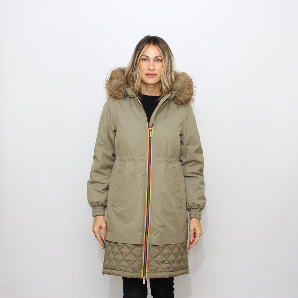 Giacca lunga Fosca wax cotton nylon green army