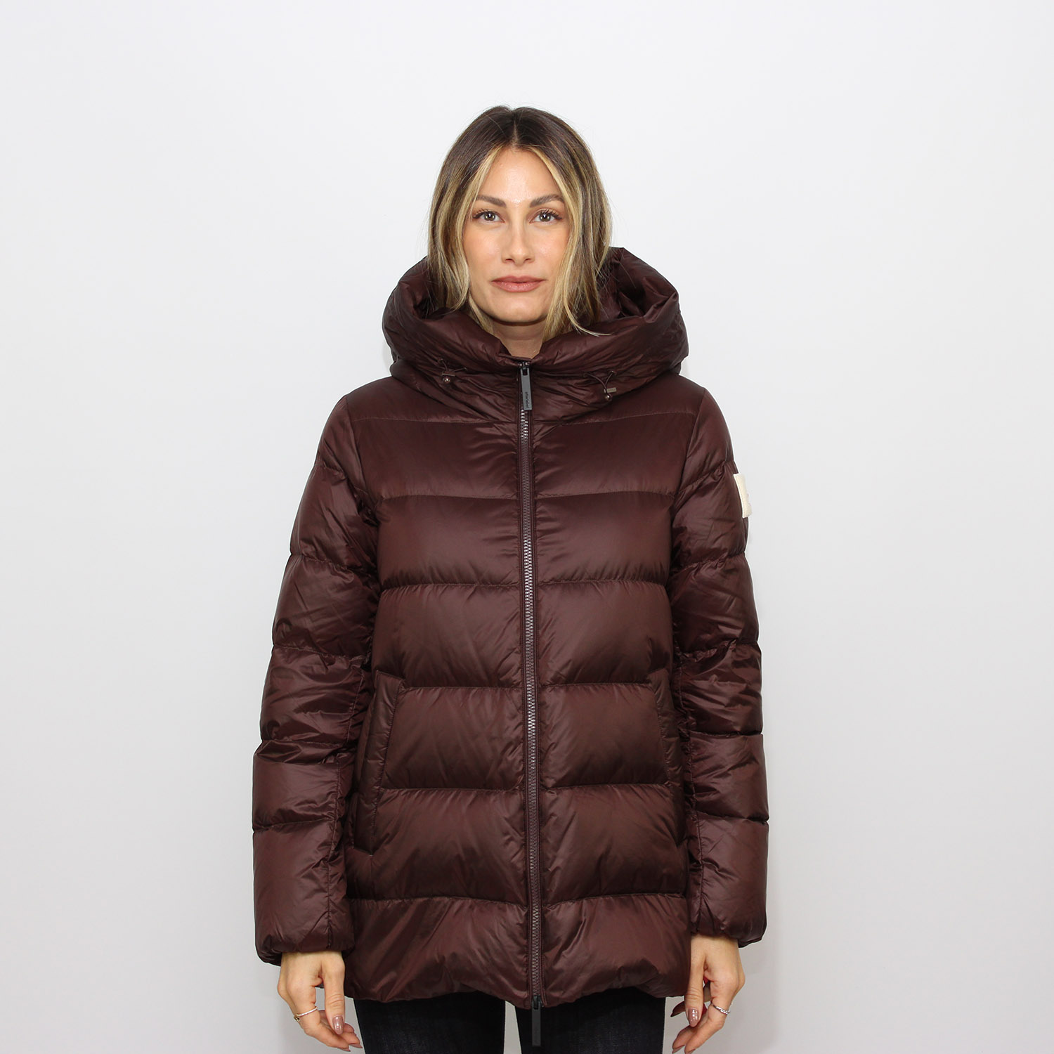Piumino Levi con cappuccio cacao