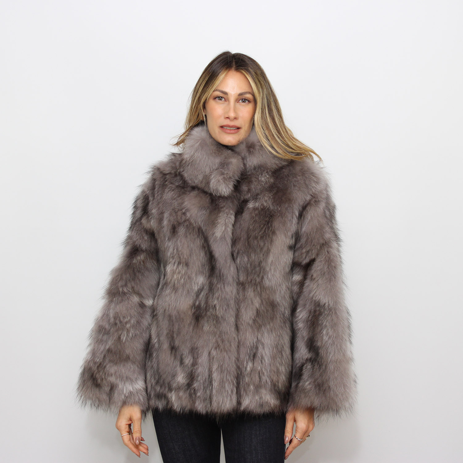 Caban in pelliccia racoon tipping greige