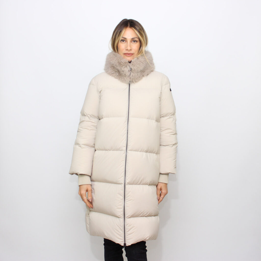 Piumino Fly tubic 18 parka fur wom jkt white sand