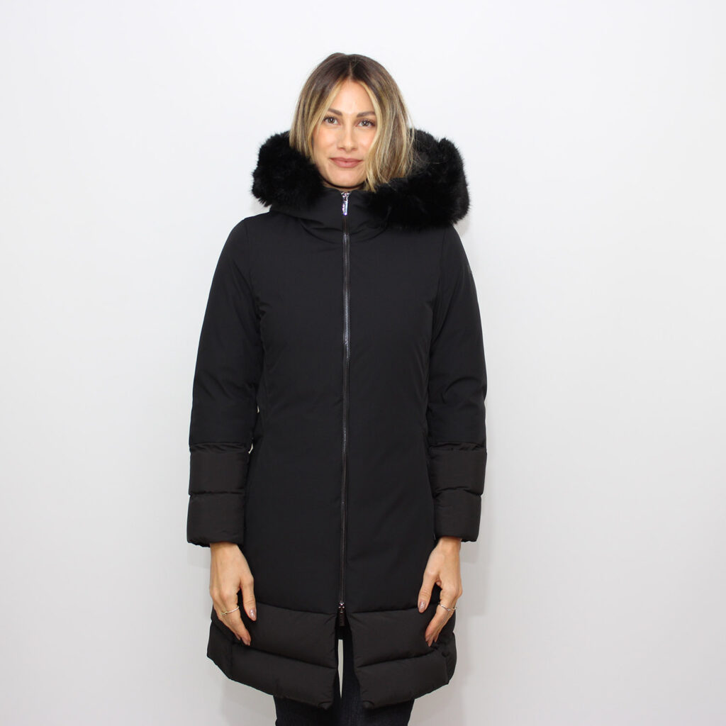 Piumino Montecristo Hybrid long fur wom jkt black