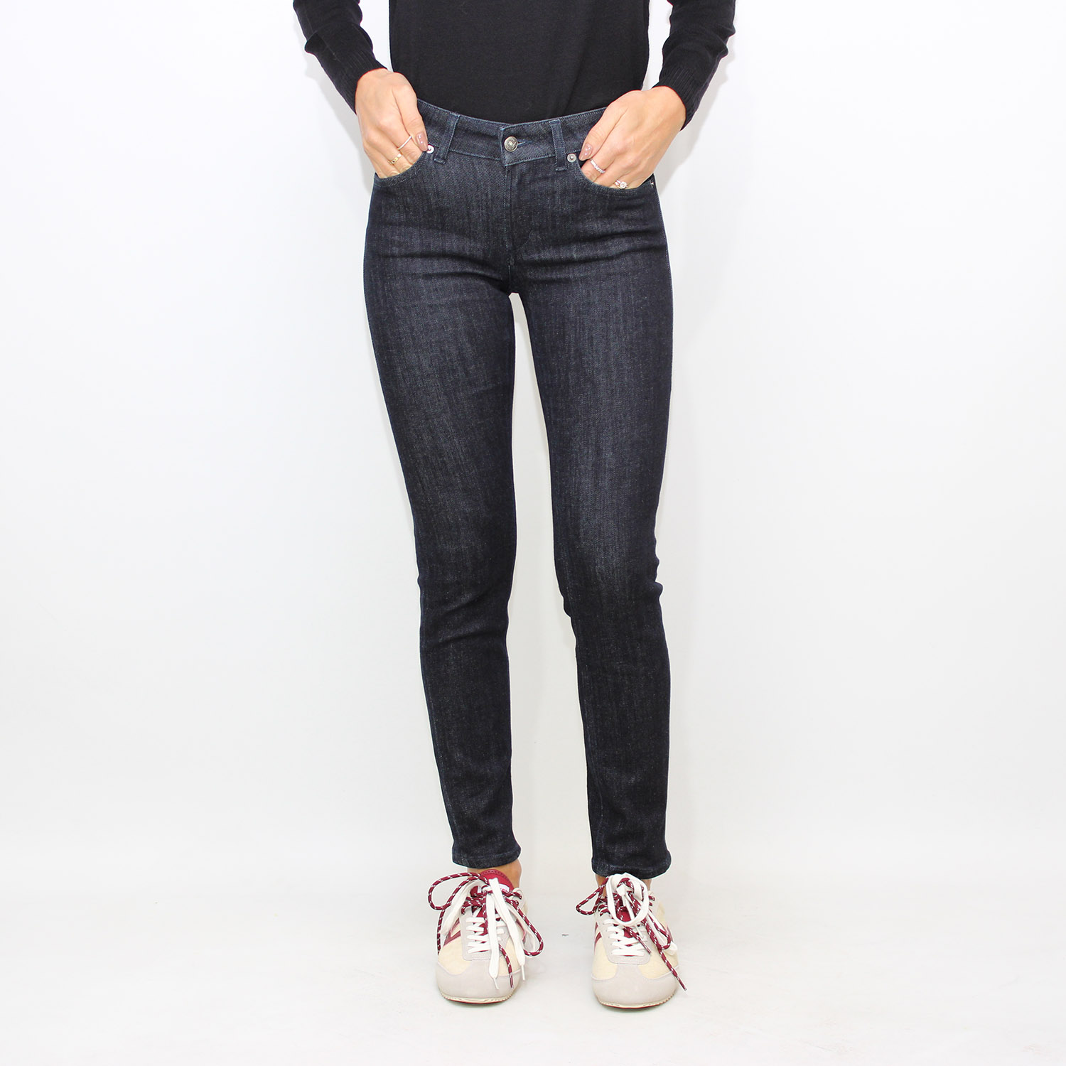 Jeans skinny Monroe in denim stretch lavaggio scuro pulito