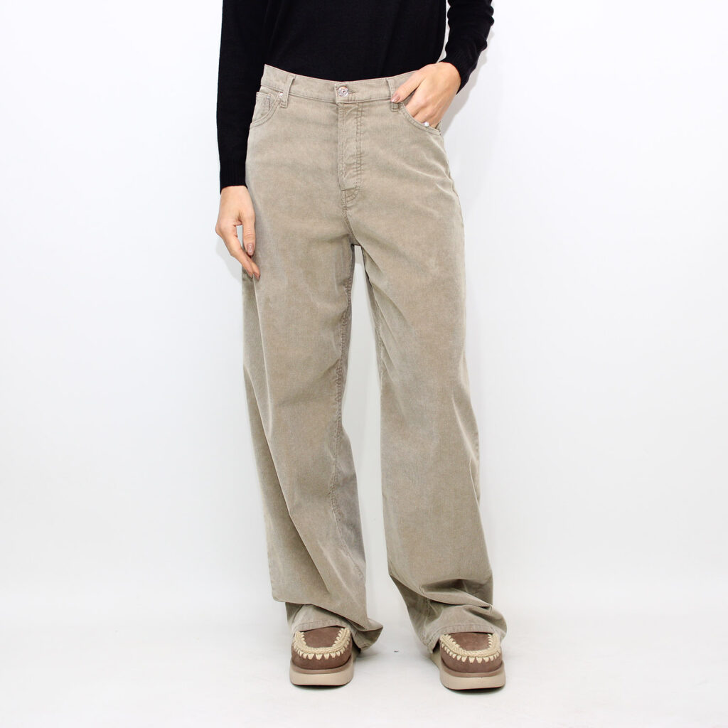 Pantalone loose Dakota in velluto a coste stretch salvia