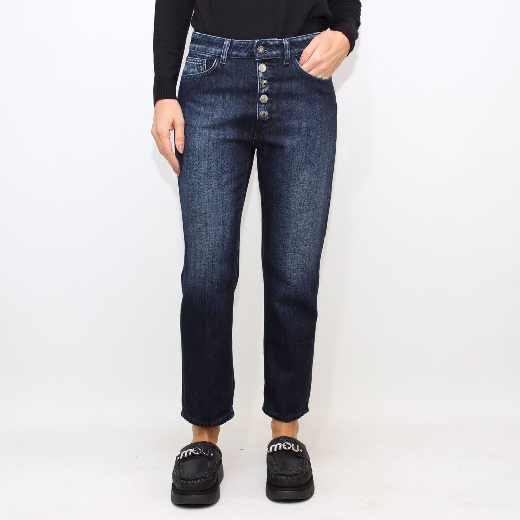 Jeans loose Koons in denim fisso cotone e lyocell lavaggio scuro pulito vintage