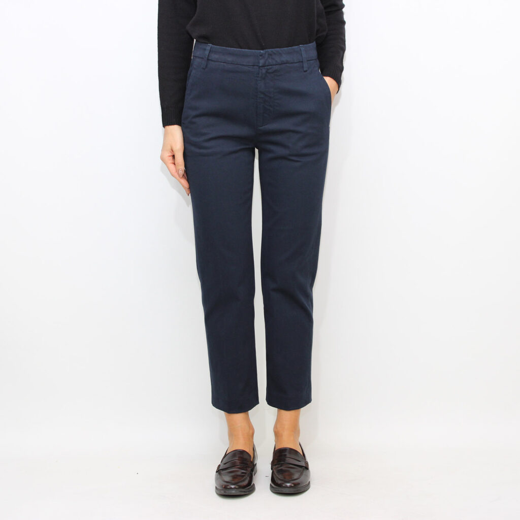 Pantalone Nima zip loose in gabardina mano calda blu universo